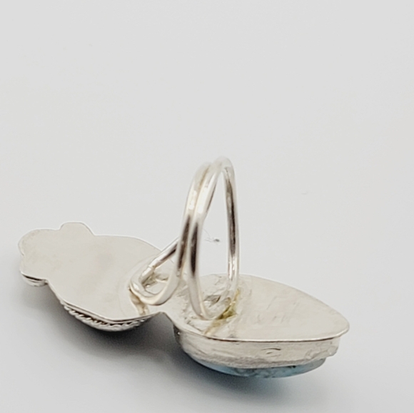 LARIMAR & BRONZITE HANDMADE RING IN STERLING SILVER METAL SIZE 7.5 - Picture 6 of 6